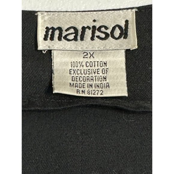 Marisol VTG Black Cotton Embroidered Giraffe Bamboo Button Front Jacket Top 2X - Picture 3 of 6